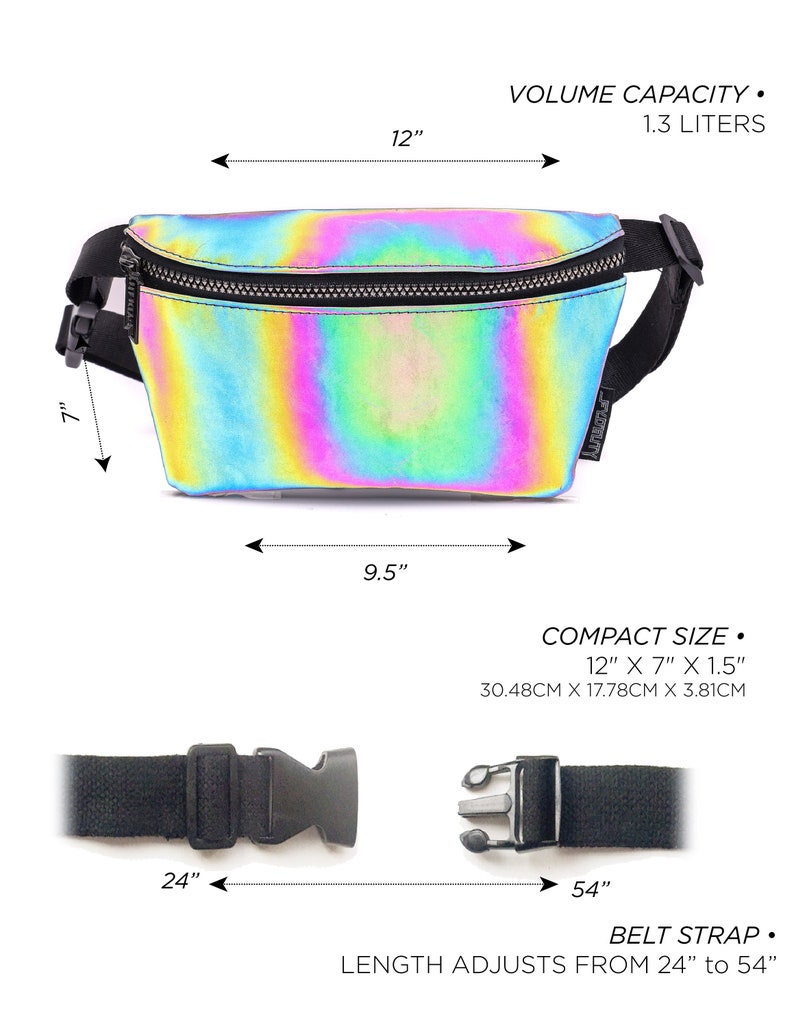Reflective Rainbow Slim Fanny Pack - Adjustable Waist and Crossbody Bag bild 3