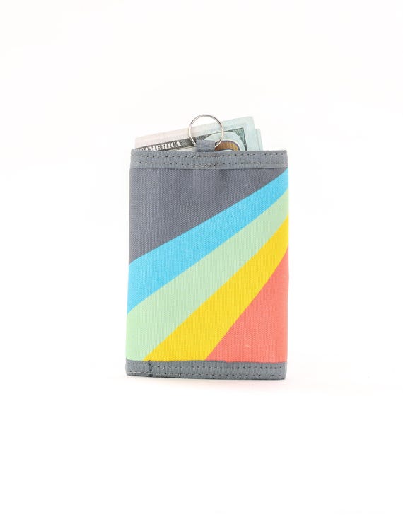 80s Wallet RFID Blocking: Eco-Friendly RPET Material, Slim Retro Design | Keyring Included, Compact Size, Durable
