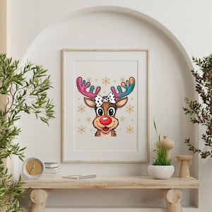 Reindeer PNG, Merry Christmas PNG, Sublimation Design, Deer PNG, Christmas Png, Christmas Reindeer Bow Png, Junk Journal, Scrapbook