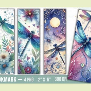 dragonfly bookmark, floral bookmark, book lover gift, printable bookmark, reading accessory, digital download, commercial use, reader gift