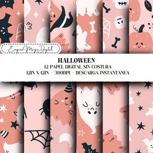 Digital Paper Patterns, Halloween Digital Paper, Halloween Papers, Printable Paper, Digital Papers, Instant Download, Halloween Pink