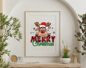 Reindeer SVG, Reindeer PNG, Merry Christmas SVG, Christmas Clipart, Digital download, Png files, Holiday Svg, Christmas Svg