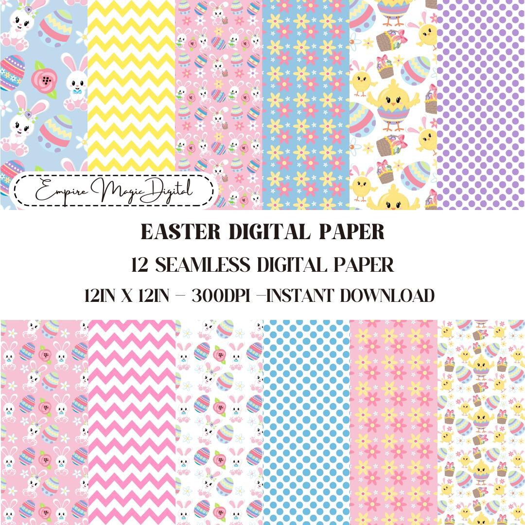 Easter Digital Paper, Spring Digital Paper, Scrapbook Paper, Seamless ...