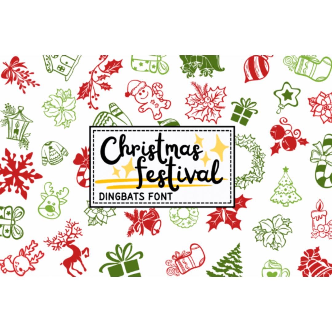 Christmas Dingbats Font, Holiday Icons Font, Font for Cricut ...