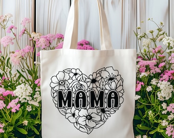 Fête des mères SVG, Maman Fleur Coeur SVG, Maman SVG, Cadeau pour maman, Maman Fleur Svg, Maman Coeur Png, Téléchargement instantané, Maman florale