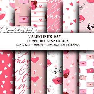 Fogli di diario spazzatura, sfondi a forma di cuore, download istantaneo, modelli digitali, sfondo senza soluzione di continuità, album digitale, carta per scrapbooking