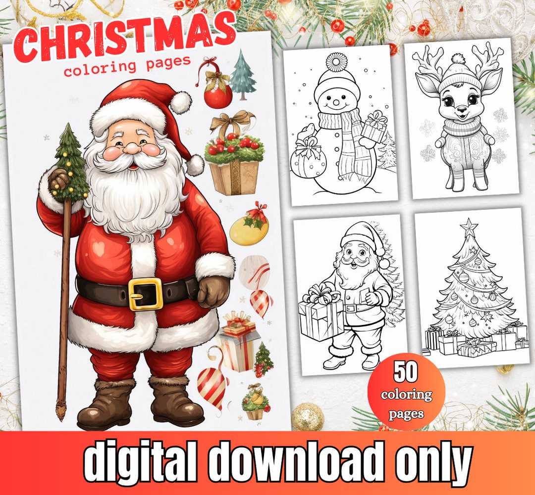 Christmas Coloring Pages for Kids and Adults Coloring Book Cute and ...