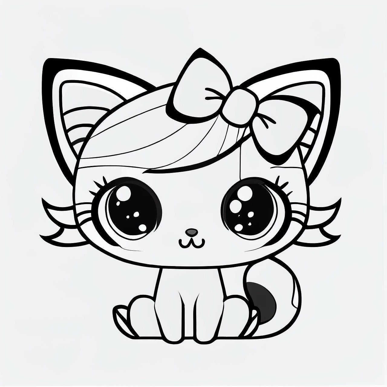 Kitten Coloring Page For Kids Kitten Drawing Paper Printable Page 