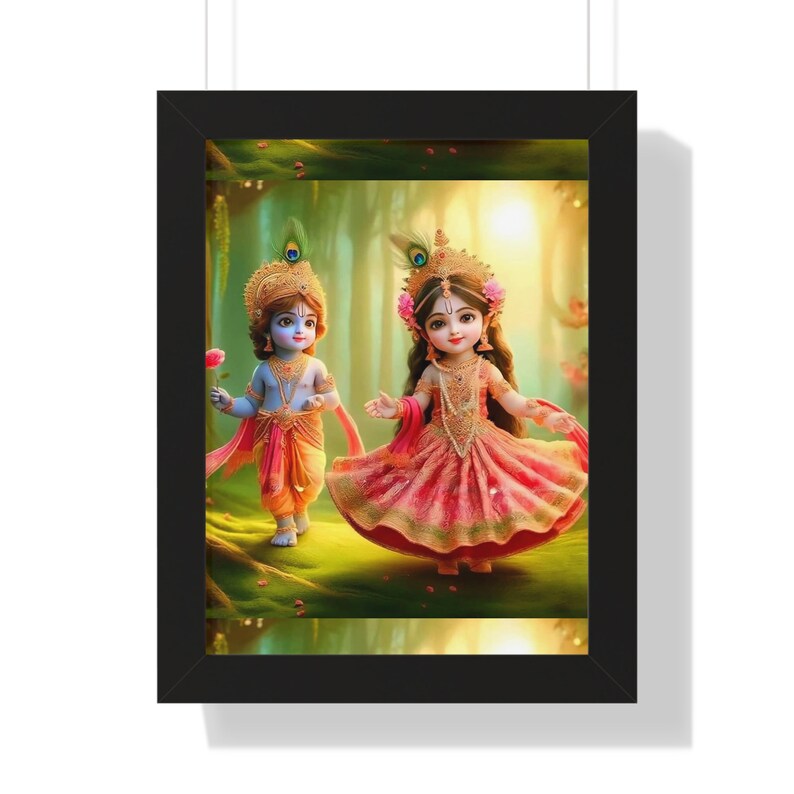 Radha Krishna Wall Decor Picture Framed Vertical Poster Radha Krishna Home Decor Hanging Photos