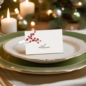 Plantilla de tarjeta de lugar de Navidad, tarjeta de lugar de Navidad imprimible, tarjeta de lugar de Navidad editable, plantilla de tarjeta de lugar, fiesta de Navidad, CPC01