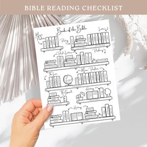 Liste de contrôle pour la lecture de la Bible : coloriage pour bibliothèque (téléchargement PDF instantané)