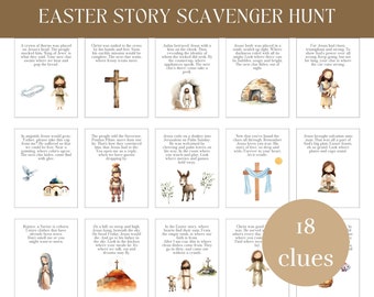 Christian Easter Story Scavenger Hunt, Christ & Bible Indoor Activity for Kids, Religious Treasure Hunt, True Meaning of Easter Clues, Jesus