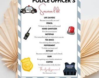 Police Officer Survival Kit Tag: First Responder Gift (PDF)