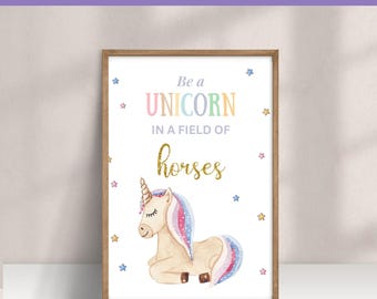 Unicorn Nursery Decor: Rainbow Pastel Wall Art (PDF)
