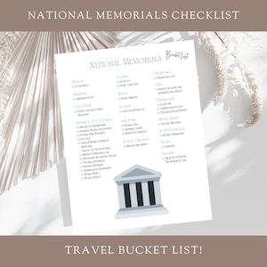 USA National Memorial Checklist, Travel Bucket List, Family Road Trip Planner, Adventure Tracker, America Vacation, Landmarks, Patriotism