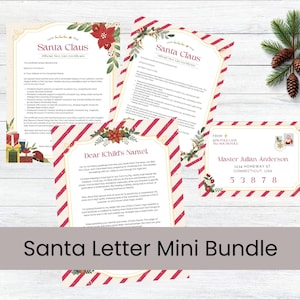 PAQUETE EDITABLE Carta aprobada del archivo de sobre de Santa + Plantilla editable de certificado de lista agradable Descarga instantánea imprimible, personalizada