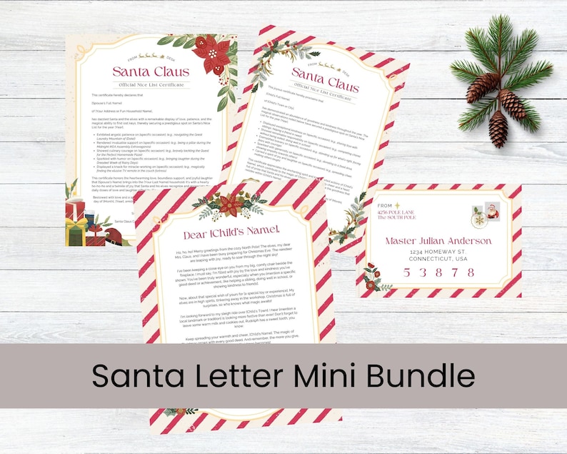 EDITABLE BUNDLE Approved Letter From Santa Envelope File + Nice List ...