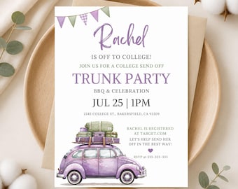 College Send Off Invitation: Trunk Party BBQ (Editable Canva Template)