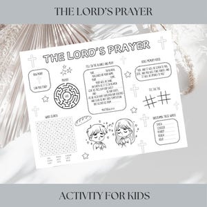 The Lord’s Prayer Activity for Kids, Lords Our Father Coloring Page Sheet, Bookmark Craft, Christian Sunday School, Teaching Bible Lesson