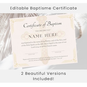 Certificado de dedicación del bebé Canva, plantilla de certificado de bautismo editable, hito imprimible, bebé de recuerdo, recuerdos de niños pequeños, tradición
