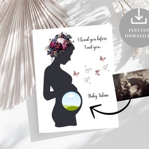 Spersonalizowany Sonogram Sylwetka Kobiety w Ciąży, Sztuka Ciążowa, Pamiątka dla Nowej Mamy dla Dziecka, Rodzice Przyszłych, Kreatywne Wspomnienia, Do Wydrukowania