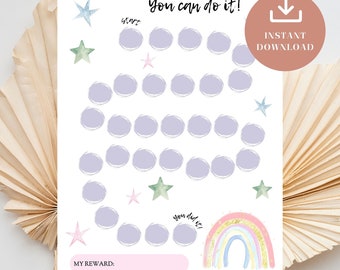 Rainbow Reward Chart: Kids Behavior, Chores, Motivation (PDF)