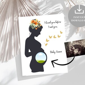 Spersonalizowany Sonogram Sylwetka Kobiety w Ciąży, Sztuka Ciążowa, Pamiątka dla Nowej Mamy dla Dziecka, Rodzice Przyszłych, Kreatywne Wspomnienia, Do Wydrukowania