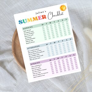 Printable Editable SUMMER Daily Checklist for Kids, Chore Chart ...
