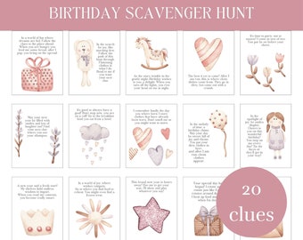 Boho Birthday Scavenger Hunt Clues: Kids Treasure Hunt (Digital Download)