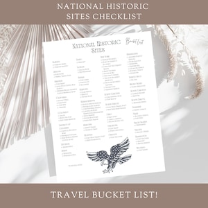 USA National Historic Sites Checklist, Travel Bucket List, Family Road Trip Planner, US Adventure Tracker, America Vacation Printable