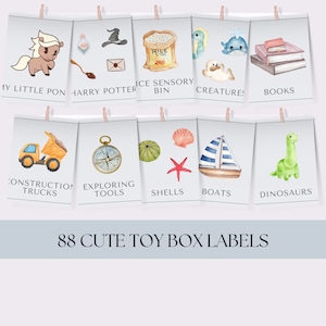 Cute Toy Box Labels for Organizing Playroom, Storage Labels Printable Kid Room Homeschool Classroom Toy Bin Stickers, Instant Download