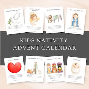 Christelijke geboorteverhaal adventskalender voor kinderen, direct downloaden, kerst afdrukbare countdown, kerstverhaal, bijbel Jezus kerstverhaal, kinderkaart