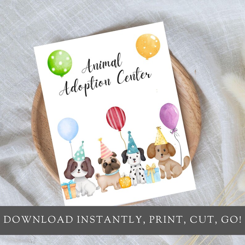 Adopt a Puppy Sign and Certificate: Dog Birthday Party (PDF) - Etsy