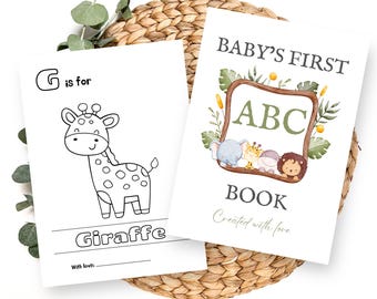 Baby's First ABC Book: Safari Baby Shower Game (Digital Download)