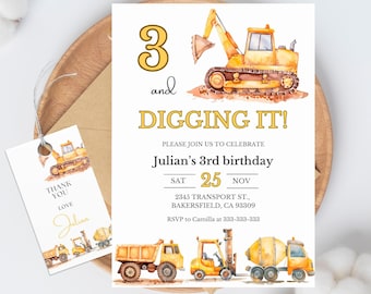 Construction Birthday Invitation: Editable Truck Party, Any Age (Canva Template)