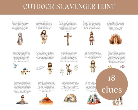 Christian Easter Scavenger Hunt: Bible Story Clues (PDF)