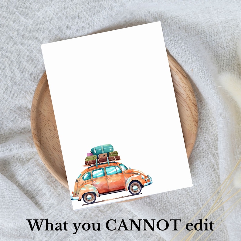 May include: A vintage orange car with luggage on the roof, including a green sleeping bag. The car is on a white background.