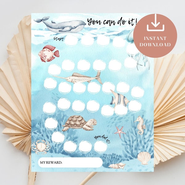 Deep Ocean You Can Do It Reward Chart, Printable Behavior, Under the Sea Children Daily Chores, Kids Routine Sticker, ADHD Motivation