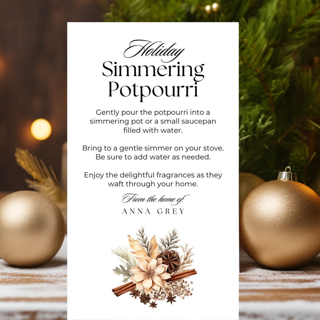 Christmas Simmer Pot Tag, Christmas Potpourri Printable Tag, Editable ...