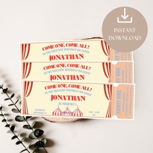 Circus Ticket Birthday Invitation, Amazing Invite, Carnival Ticket 3, Kids Boy Girl Party, Any Age, Editable, Boho, Unique Template