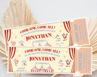 Circus Ticket Birthday Invitation: Editable Carnival Party (Digital Download)