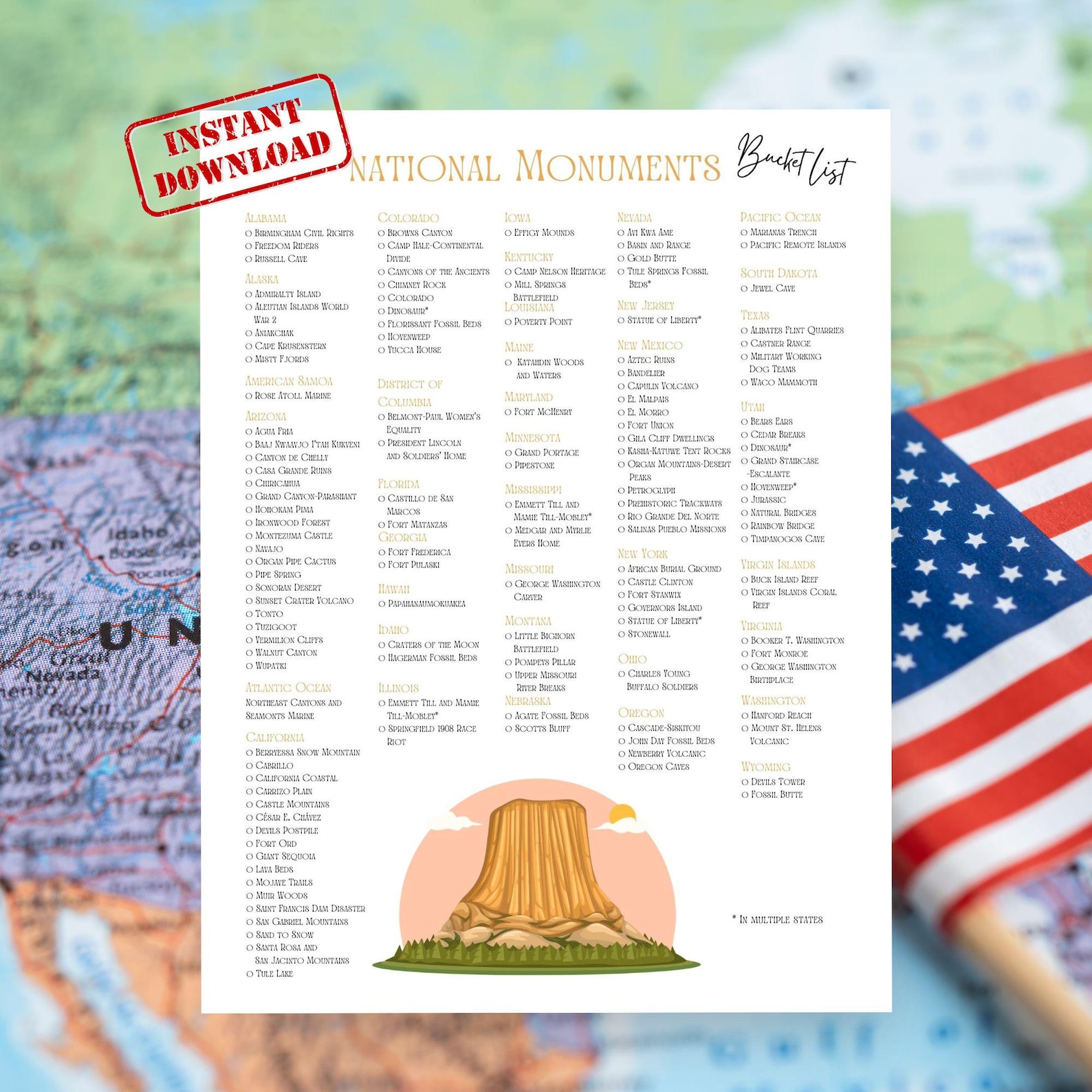 USA National Monuments Checklist: Family Travel Bucket List (PDF) - Etsy