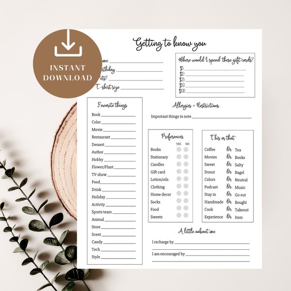 My Favorite Things List, For Employees & Coworker, Getting To Know You Printable, Coworker Questions, All About Me Survey, Teacher Wishlist