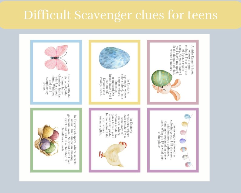 Difficult Easter Scavenger Hunt Clues for Teens (PDF) - Etsy