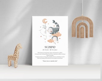 Scorpio Zodiac Poster: Boho Nursery Decor (PDF Download)