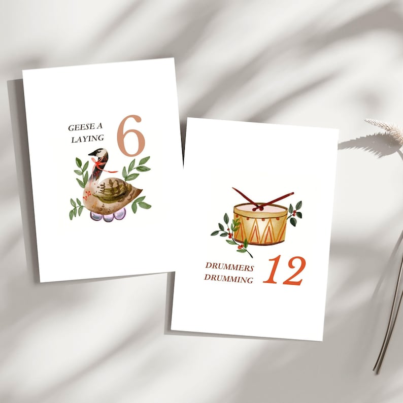 12 Days of Christmas Cards: Printable Holiday Greetings (PDF) - Etsy