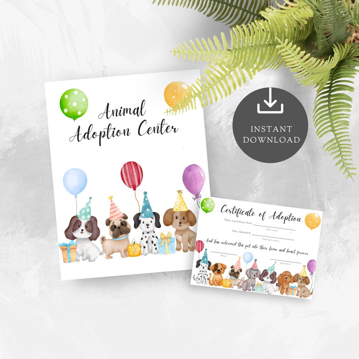 Adopt a Puppy Sign and Certificate: Dog Birthday Party (PDF) - Etsy