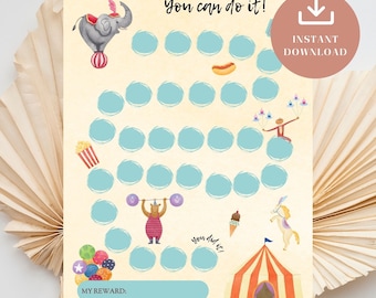 Circus Reward Chart: Kids Chore & Behavior Tracker (PDF)