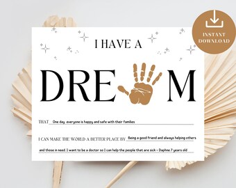 MLK Day Handprint Art: Kids Activity, Keepsake Gift (PDF)