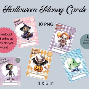 Porta biglietti da visita di Halloween con design PNG stampabili. Pacchetto PNG porta biglietti da visita di Halloween, biglietti di Halloween carini per bambini - Download immediato